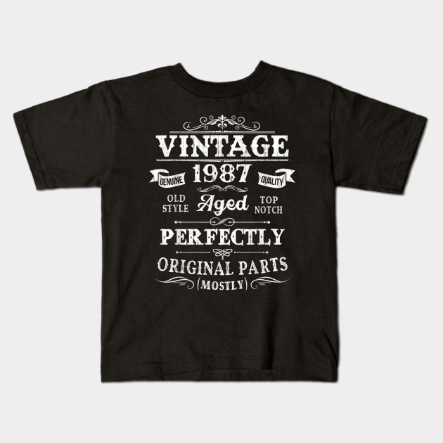 Vintage 1987 33rd Birthday Gift 33 Years Old Kids T-Shirt by semprebummer7